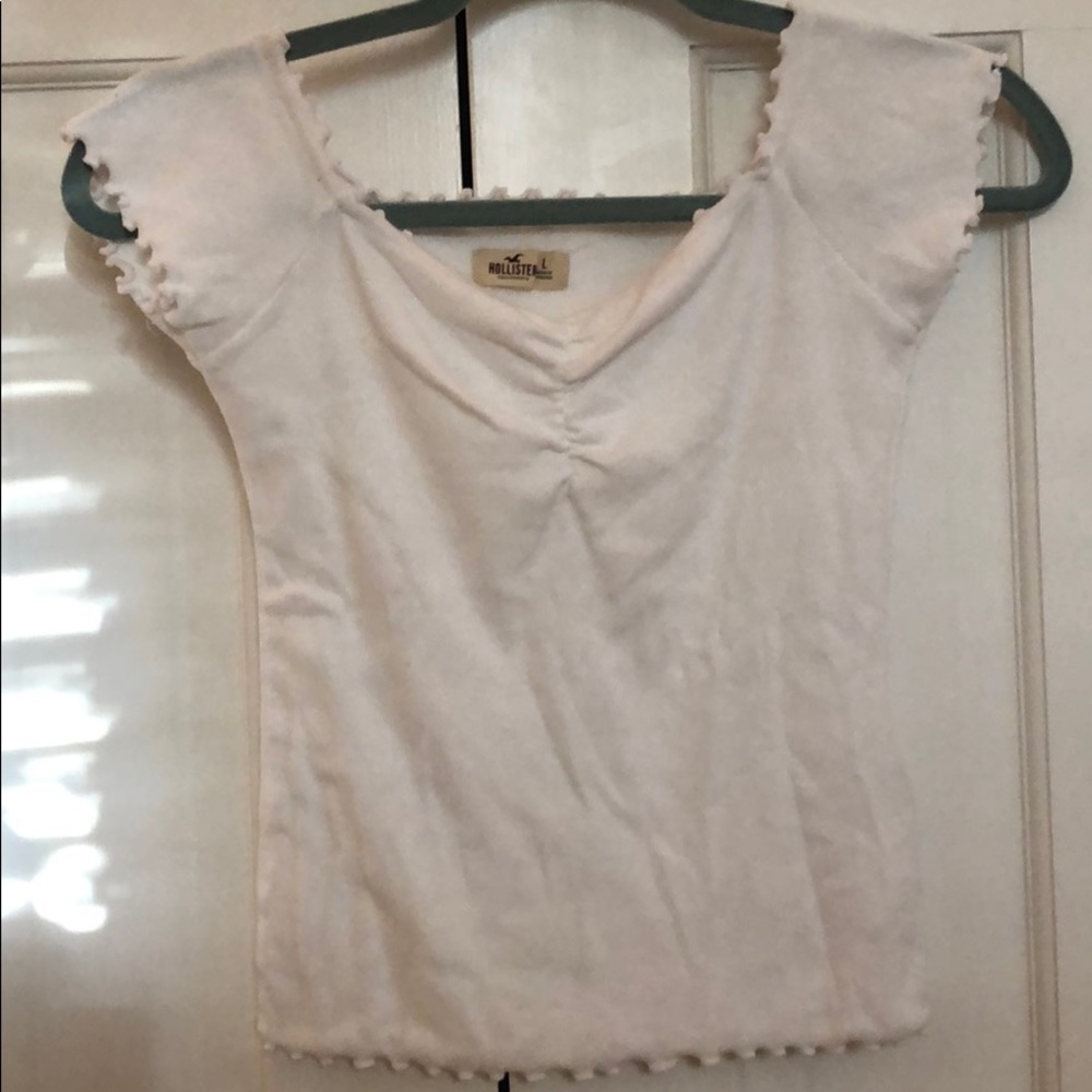 White Ruffled Off the Shoulder Tee